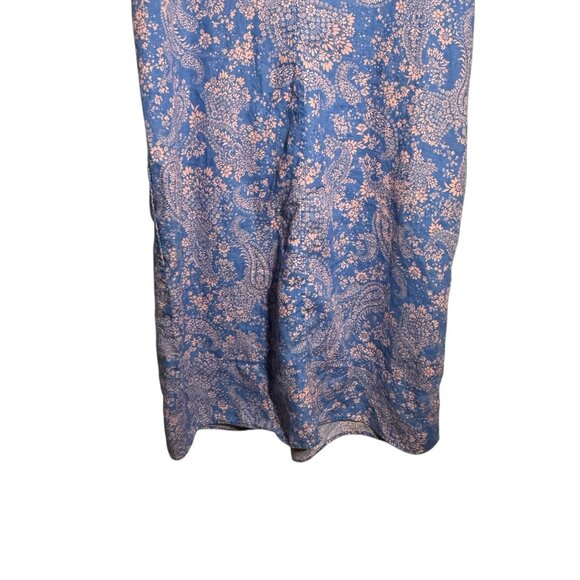 J. Jill Love Linen Blue & Pink Floral Patterned V-Neck Pleated Dress Size XL - Picture 5 of 9